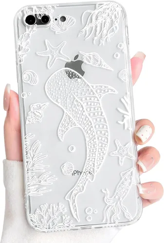 Vista 79 de NITITOP Funda para iPhone 13 Clear Sea Animal - Pez negro Pescado Negro