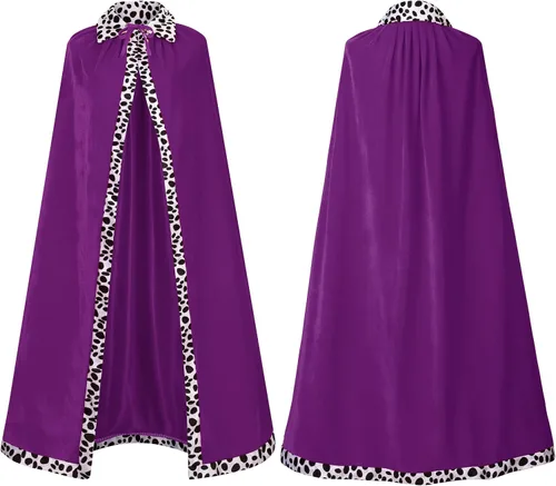 Vista 4 de Disfraz de cosplay de King Queen, actuaciones escénicas para fiesta de Halloween, accesorio de capa roja con corona, unisex, para adultos y niños