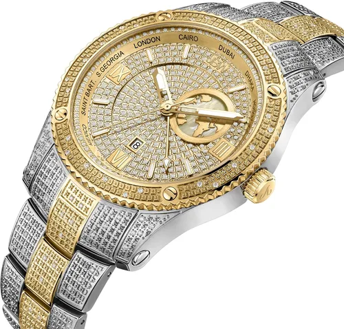 Vista 2 de JBW Reloj de pulsera para hombre Jet Setter GMT J6370 de 1,00 quilates con pulsera de acero inoxidable