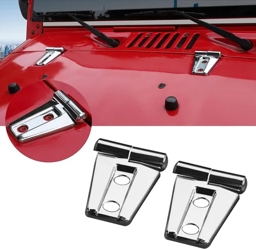 Vista 12 de 2 piezas de cubierta de bisagra de capó y accesorios de moldura para Jeep Wrangler JK y Unlimited 2007-2018 (Negro)