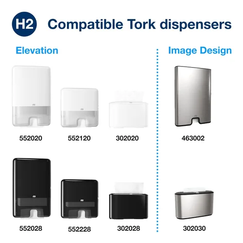 Vista 6 de Tork - Toalla de papel entredoblada H2, universal, 100% fibras recicladas, 16 x 250 toallas, MB540A Compatible con dispensadores H2, 1 capa