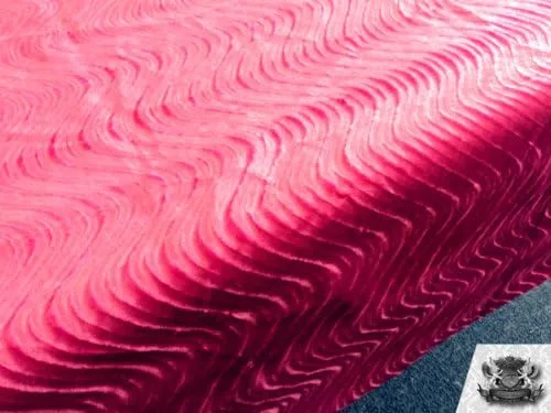 Vista 3 de Terciopelo Flocado Remolino Fucsia Tela De Tapicería Por La yarda