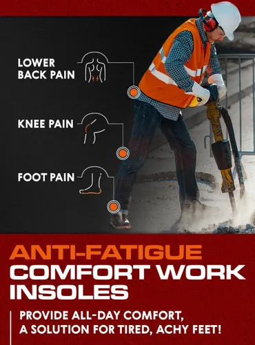 Vista 2 de CRUVHEAL Work Comfort - Plantillas ortopédicas antifatiga para hombres y mujeres, soporte de arco bajo, absorción de golpes, alivio del dolor