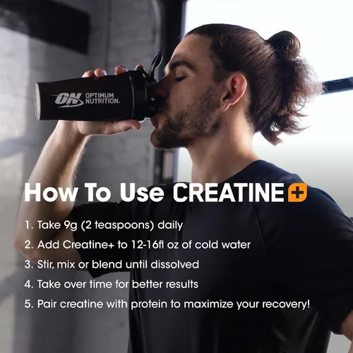 Vista 6 de Optimum Nutrition Creatina Monohidrato Plus en polvo, sabor a maracuyá naranja, mezcla de rendimiento de creatina con electrolitos