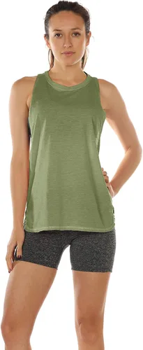 Vista 2 de icyzone - Camiseta deportiva sin mangas para mujer, con cuello alto y espalda cruzada, ideal para entrenamiento y yoga (paquete de 3)