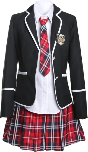Vista 8 de URSFUR Conjunto de uniforme escolar japonés de estilo británico para mujer, disfraz de cosplay de anime para niña Estilo 1