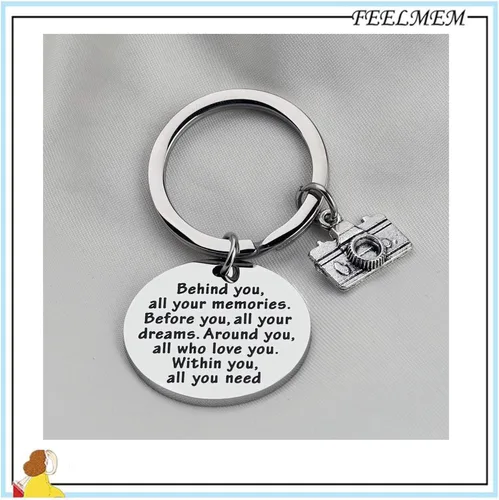 Vista 7 de FEELMEM - Llavero para cámara fotográfica regalo detrás de ti todos los recuerdos antes de ti y todos tus sueños llavero de fotografía regalo