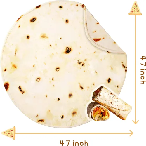 Vista 3 de Bnuitland Burritos - Manta de tortilla de 300 GSM, regalo divertido gigante de doble cara, realista, súper suave, manta de comida para niños