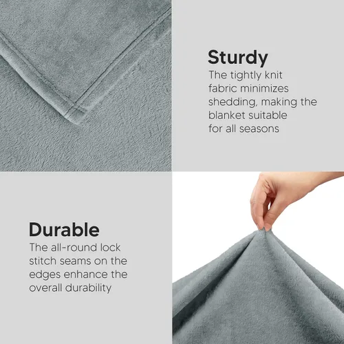 Vista 7 de Utopia Bedding - Manta de vellón de lujo, mullida, antiestática; manta de suave microfibra de 8.8 oz/yd² (300 g/m²) para sofá y cama; tamaño Gris
