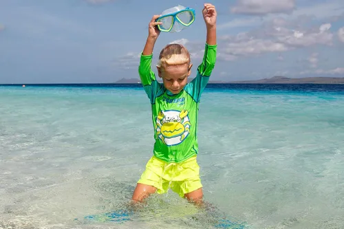 Vista 5 de Protección contra erupciones para niños para actividades acuáticas, protección contra rayos UV, sol y viento, mantiene el calor Pequeno diseñado