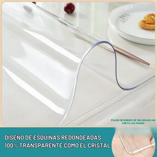 Vista 5 de Protección de mesa de PVC transparente de varios tamaños para mesa de comedor pequeña, resistente al calor, impermeable, tapete de computadora