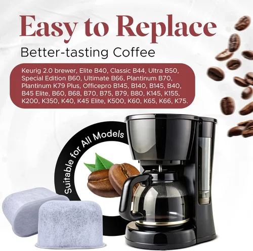 Vista 6 de Paquete de 12 cartuchos de filtro de agua compatibles con Keurig, filtros de repuesto de carbón activado para fabricantes Keurig 2.0 y 1.0, mejora