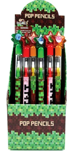 Vista 2 de TINYMILLS 24 piezas de lápices multi-punto temáticos de Pixel Miner, ideales para regalos de fiesta, manualidades de minería de píxeles, lápices