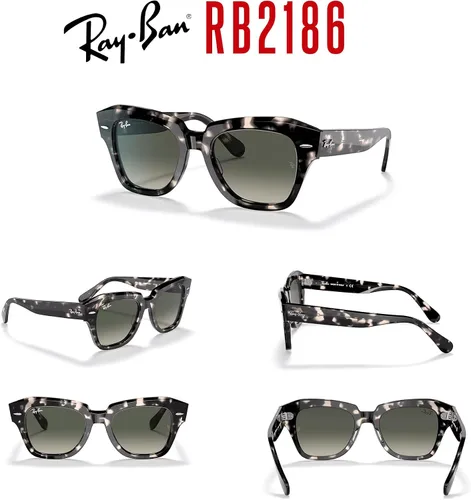 Vista 7 de Ray-Ban State Street RB2186 - Lentes de sol cuadrados para hombre y mujer + paquete con kit de gafas de diseñador iWear