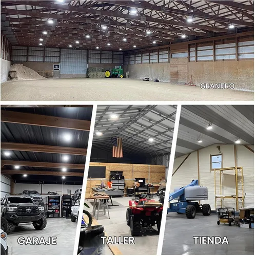 Vista 5 de HYPERLITE UFO LED High Bay Light: 150W 19500LM High Bay LED Luces de tienda con enchufe de 6 pies - 5000K IP65 LED Warehouse Luces para taller