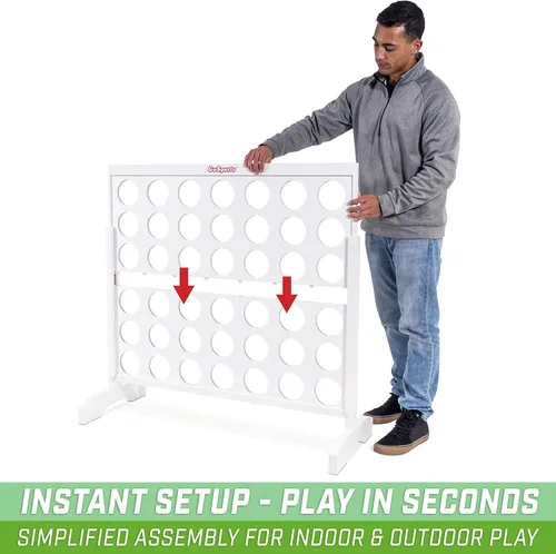 Vista 2 de GoSports 4 Foot Giant Wooden 4-in-a-Row Connect Game – Jumbo Party Size with Heavy-Duty Coins – Easy Setup and Portable Design for Indoor and