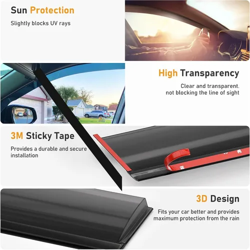 Vista 6 de Deflectores de ventana adheribles a prueba de roturas para Chevrolet (Chevy) Equinox 2018-2024, protectores contra lluvia, viseras de ventana