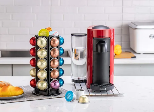 Vista 7 de Soporte de almacenamiento para cápsulas de café Nespresso Vertuo para 30 cápsulas con giros silenciosos de 360 grados, soporte para carrusel de Más