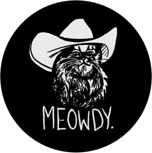 Vista 3 de Meowdy Texas Cat Meme PopSockets - Agarre y soporte para teléfonos y tabletas, Negro