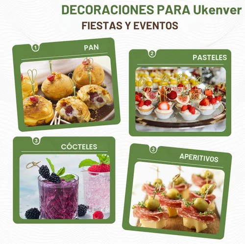 Vista 7 de URSMART 300 palillos de cóctel de bambú, palillos de dientes para aperitivos de 4.7 pulgadas, brochetas de bambú hechas a mano con lazo, nudo