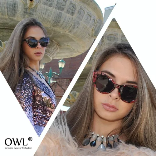 Vista 13 de OWL Gafas de sol Cateye para mujer, diseño retro clásico vintage con alas altas