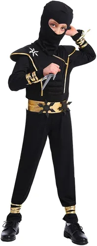 Vista 3 de Dsplay Boys Ninja Costume Cosplay Child Muscle Ninja Outfit Halloween