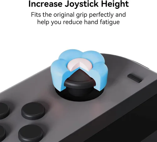Vista 3 de GeekShare Tapas de silicona Joy Con para pulgar, cubierta de joystick compatible con Switch/OLED/Switch Lite, 4 unidades, corazón y flor