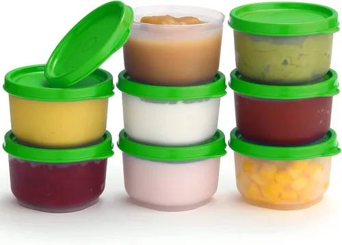 Vista 22 de Recipientes para condimentos con tapas, paquete de 8 unidades, 1.3 onzas. Recipiente para aderezo para ensalada para llevar, pequeños recipientes