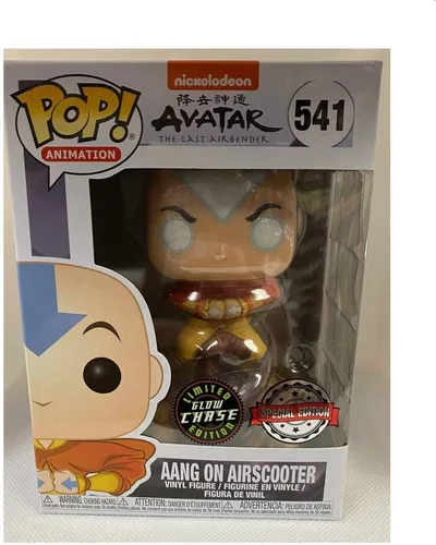 Vista 2 de Funko Pop! Avatar The Last Airbender Aang on Airscooter Glow in the Dark GITD Chase Edición Especial Pegatina Figura