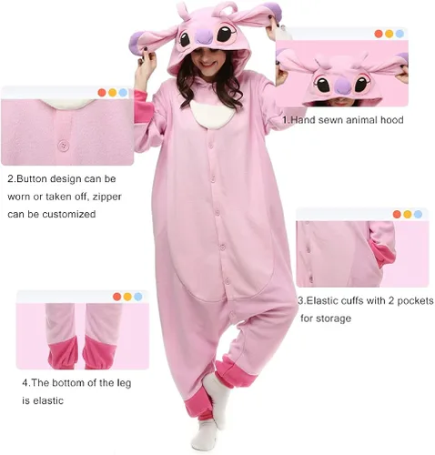 Vista 7 de ZEALOVE Adult Stich Onesie Animal Pajamas Christmas Cosplay Costumes Party Wear