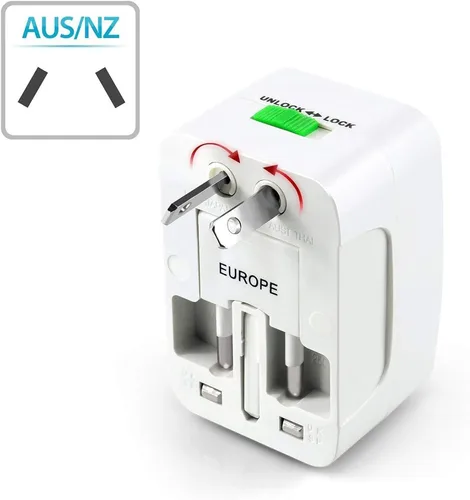Vista 5 de Convertidor de adaptador de corriente universal portátil en todo el mundo, todo en uno, cargador de pared de viaje internacional fuera del país