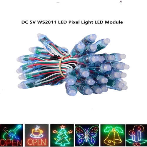 Vista 2 de DC5V 500pcs WS2811 0.472 in Difusión Digital RGB LED Pixel Luz Direccionable Individualmente Módulo de Píxeles LED Redondo IP68 Impermeable