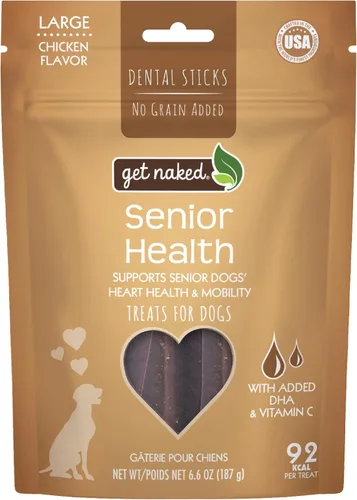 Vista 7 de Get Naked Dental Sticks - Golosinas para perros con sabor a pollo sin granos, bolsa pequeña de 6.2 onzas