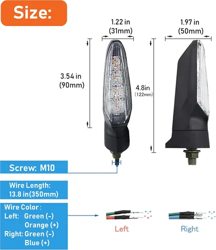 Vista 2 de Luz de señal de giro LED E-MARK Vehículo Inspección 2 unids set moto universal alto brillo DC12V