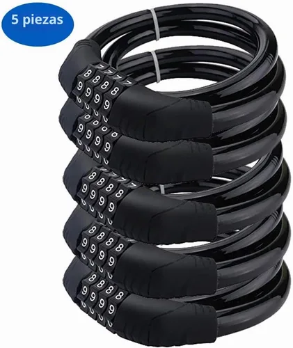 Vista 2 de Candado de seguridad para bicicleta de 4 dígitos con combinación de bloqueo de cable reiniciable para bicicleta sin soporte de montaje, 2 pies x 1/2