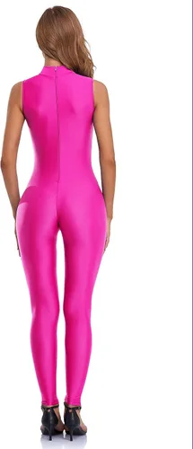 Vista 6 de speerise - Overol de elastano para mujer, con cremallera, sin mangas, ajustado al cuerpo, leotardo para disfraz