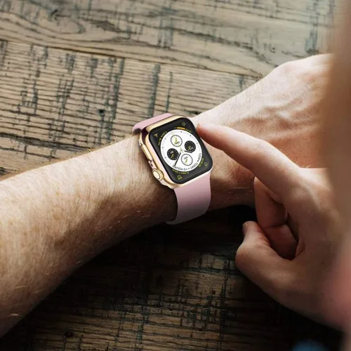 Vista 7 de Paquete de 2 fundas rígidas para Apple Watch Series 6 5 4 /SE 2/SE 3 Dorado + oro