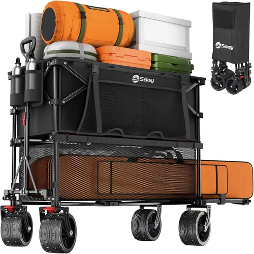 Vista 12 de Sekey - Carro de dos pisos de 400 L, capacidad de 500 libras, extensor