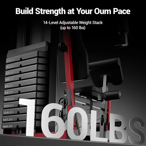 Vista 2 de Home Gym System with 160LB Weight Stack, Multifunctional All-in-One Workout Station, Full Body Strength Training System