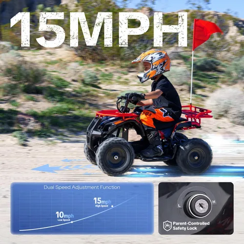 Vista 2 de HOVER HEART ATV eléctrico para niños, 36V eléctrico 4 ruedas Llama Pro-fuego