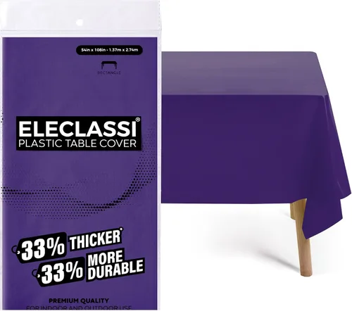 Vista 16 de Eleclassi Negro Paquete de 12 Manteles Redondos de Plástico Desechables Premium - Manteles de Mesa de Plástico Redondos de 84 Pulgadas para Fiestas