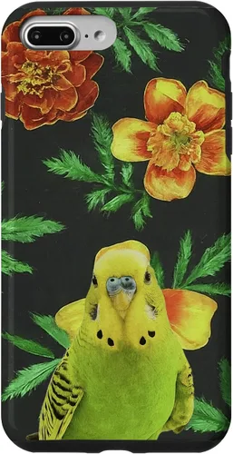 Vista 9 de iPhone 15 Parakeet Budgie Marigolds Orange Yellow Plant Pattern Case