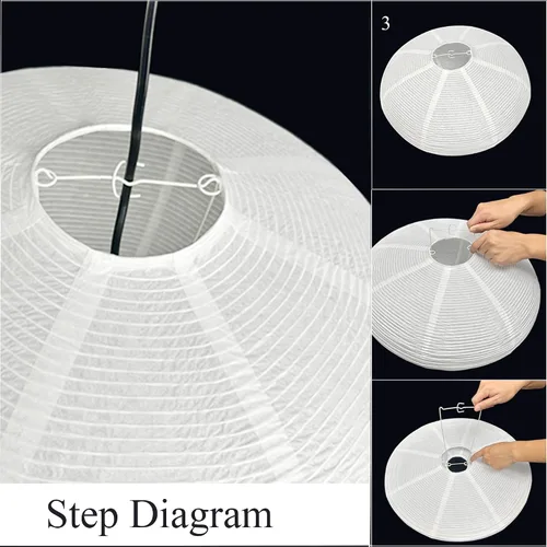 Vista 5 de Pantallas de linterna de papel (19.69 pulgadas), pantalla de papel oblato colgante, linterna china grande blanca, pantalla de iluminación colgante