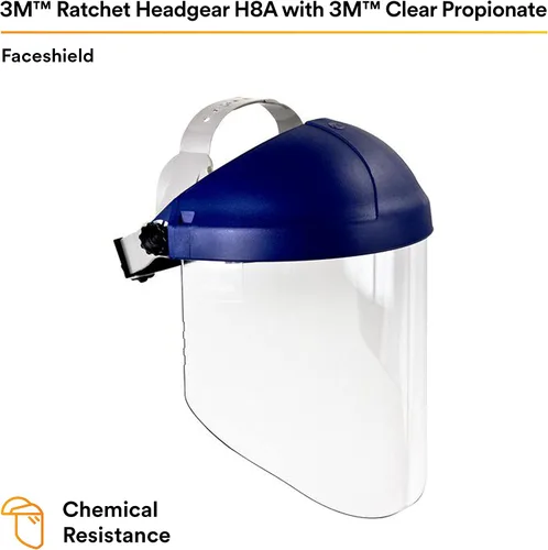 Vista 2 de 3M H8A Combinación de Arnés de Cabeza con Trinquete y Visera Protector Facial Transparente, Sistema Completo de Seguridad de Arnés de Cabeza