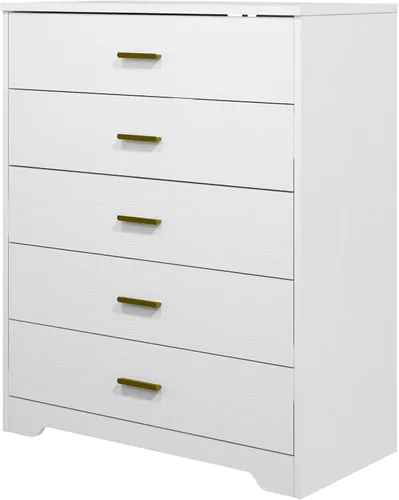 Vista 7 de Panana Cómoda para dormitorio con cajones de 4/5, cómoda de madera, unidad organizadora de almacenamiento para dormitorio, sala de estar, pasillo