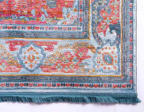 Vista 8 de Unique Loom Baracoa Collection - Alfombra malecón (2 pies 2 pulgadas x 3 pies 1 pulgada, rectangular, azul claro/naranja)