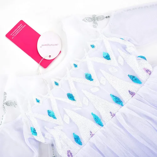 Vista 4 de JerrisApparel Disfraz de princesa para niña, vestido de fiesta de nieve, disfraz de Halloween o cosplay