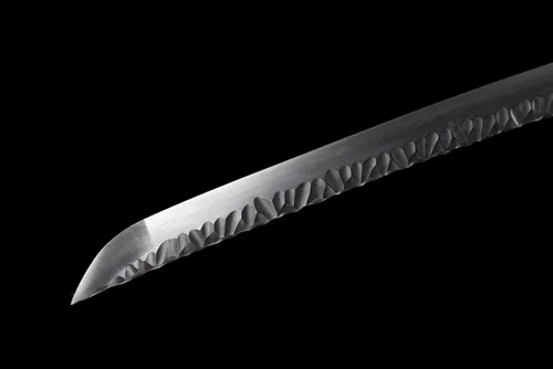 Vista 7 de Espada japonesa Oda Nobunaga Tachi de acero de Damasco con patrón de piedra de hoja samurái, espada completa de oro verde muy afilado, arma genial
