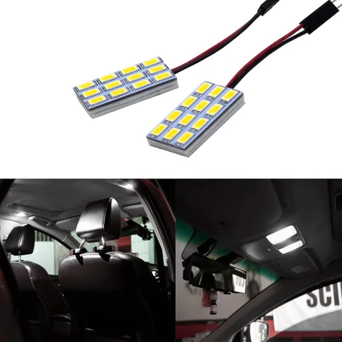Vista 3 de HYUGA 2x 12SMD 5630 Luz de Panel LED de Luz Cálida Blanca 4500K Auto para Interior de Coche DC 12V-24V con Adaptadores T10 / BA9S / Festoon