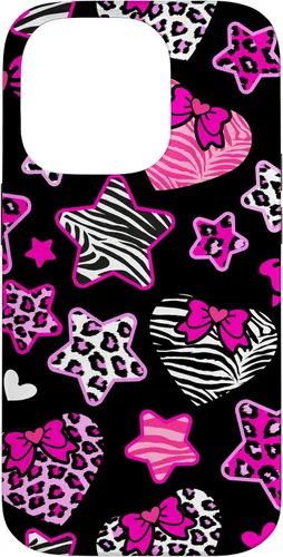 Vista 17 de Funda Bimbo Y2K para iPhone 16 McBling Estética Corazón Estrella Leopardo Zebra Rosa Y2K